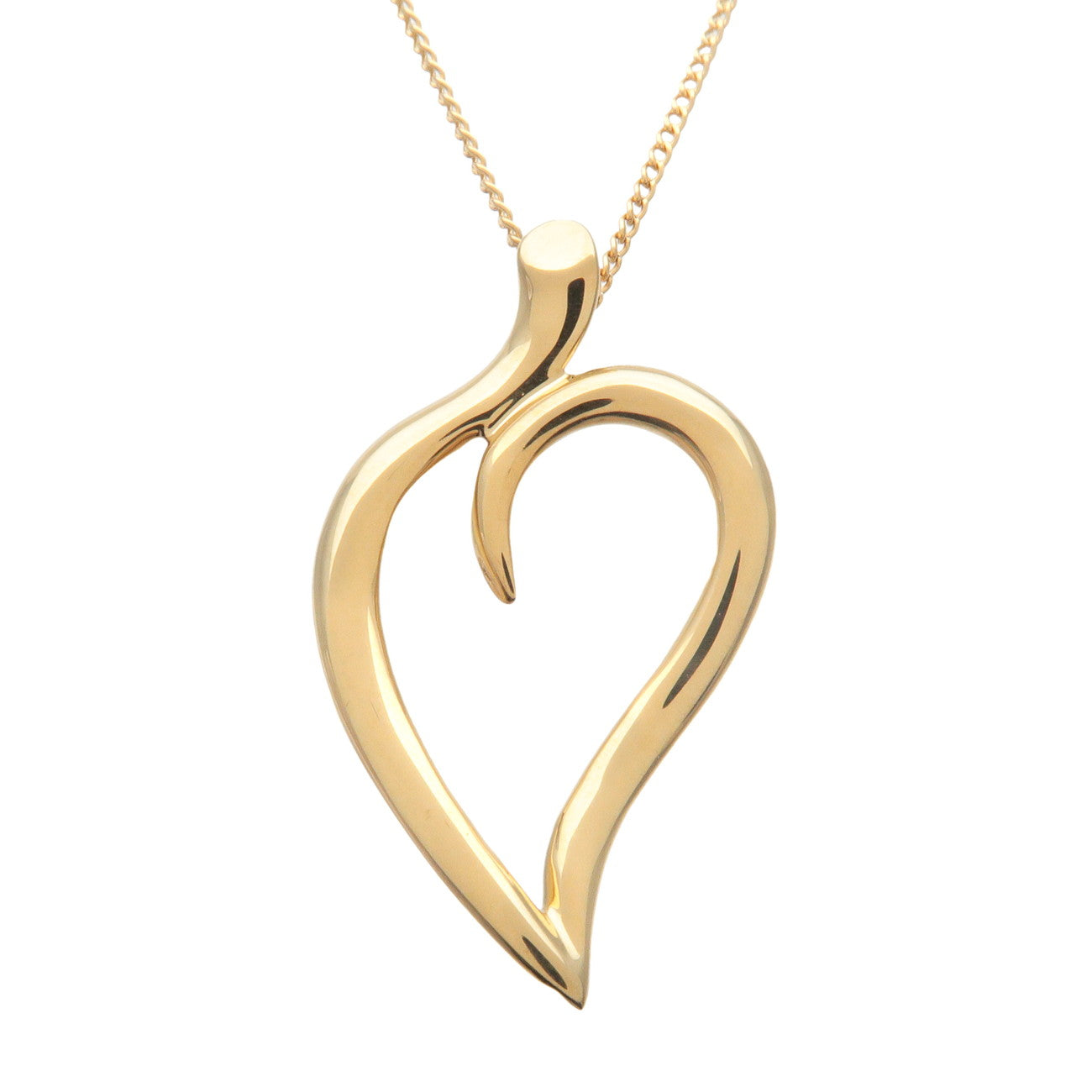 Tiffany&Co.-Leaf-Heart-1P-Diamond-Necklace-K18-750YG-Yellow-Gold