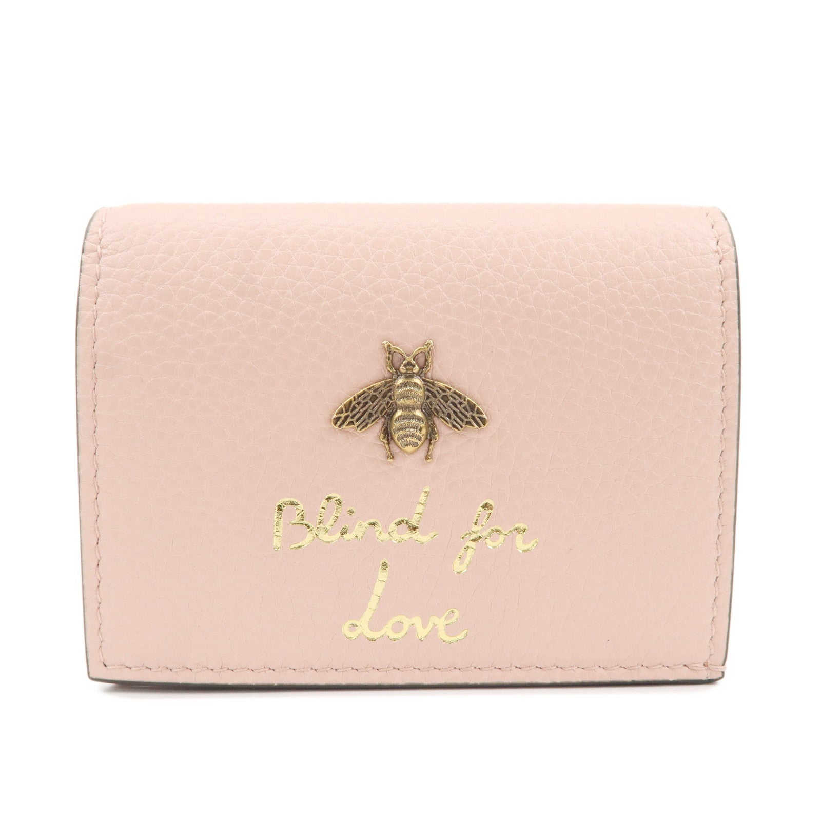 GUCCI-Gucci-Animalier-Leather-Bi-fold-Wallet-Bee-Pink-460185