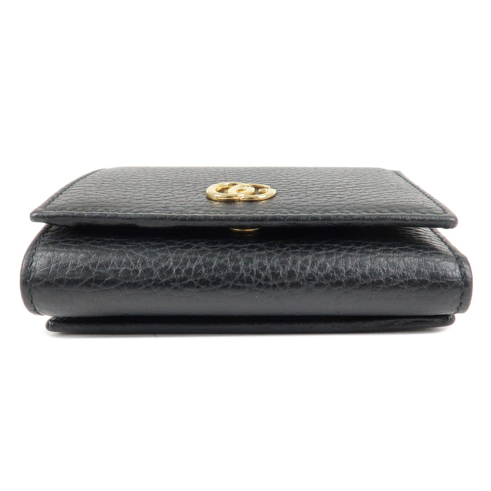 GUCCI GG Marmont Leather Tri-fold Compact Wallet Black 474746