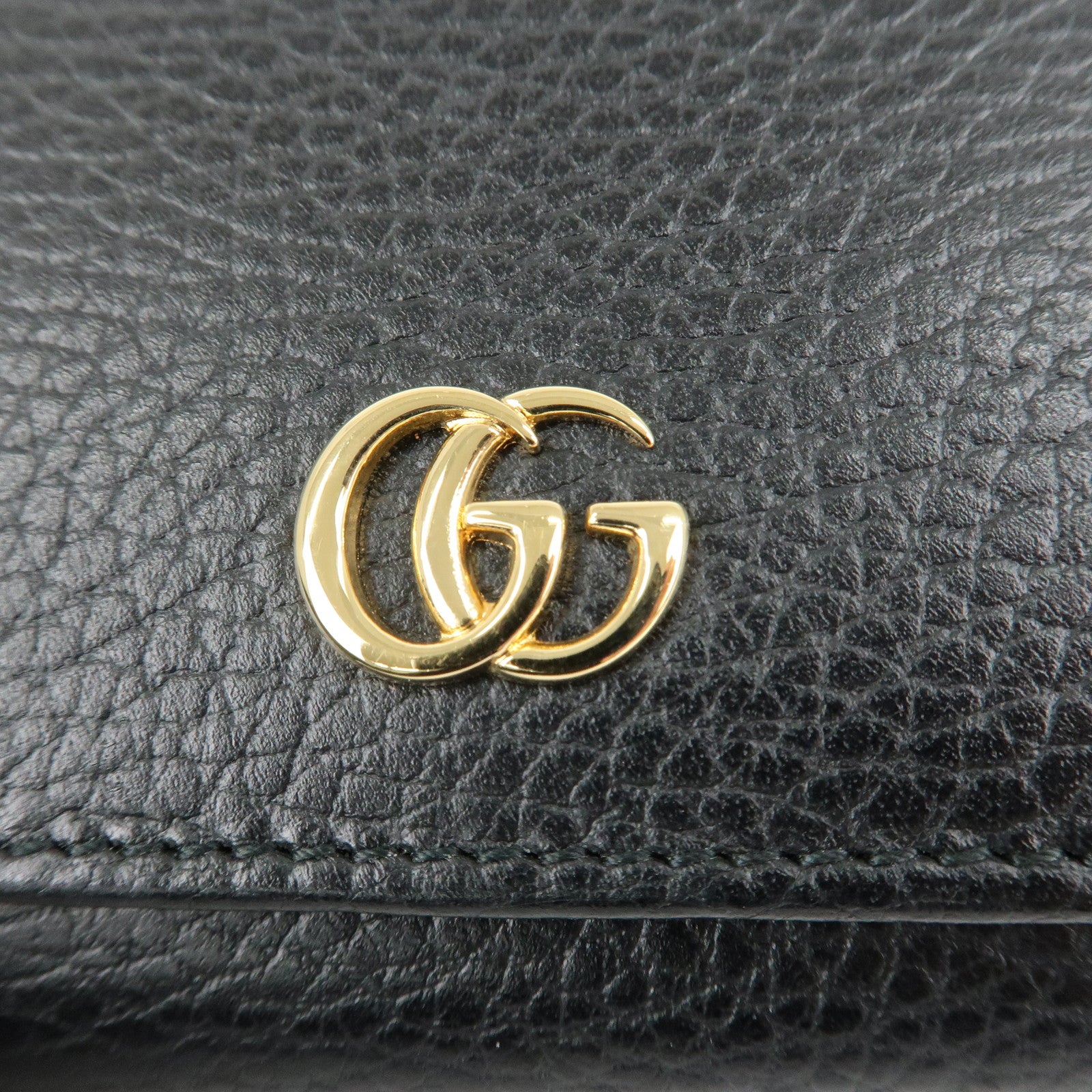 GUCCI GG Marmont Leather Tri-fold Compact Wallet Black 474746