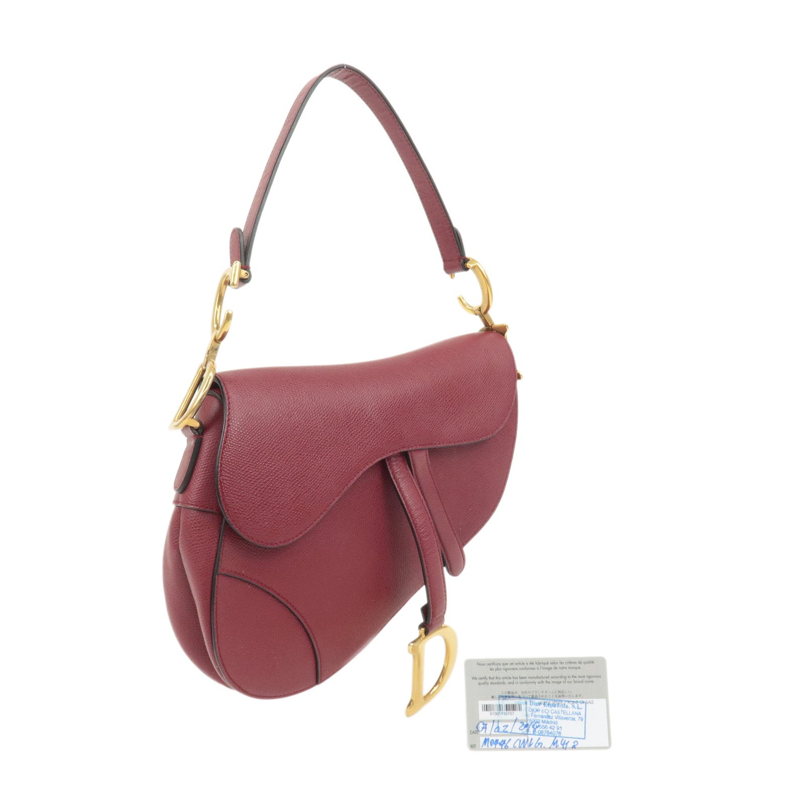 Christian Dior Leather Saddle Bag Hand Bag Red