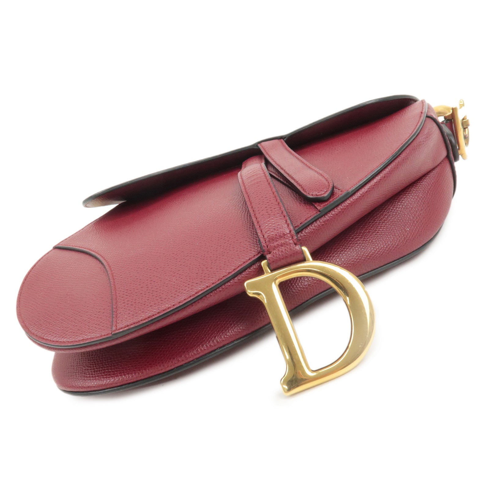 Christian Dior Leather Saddle Bag Hand Bag Red