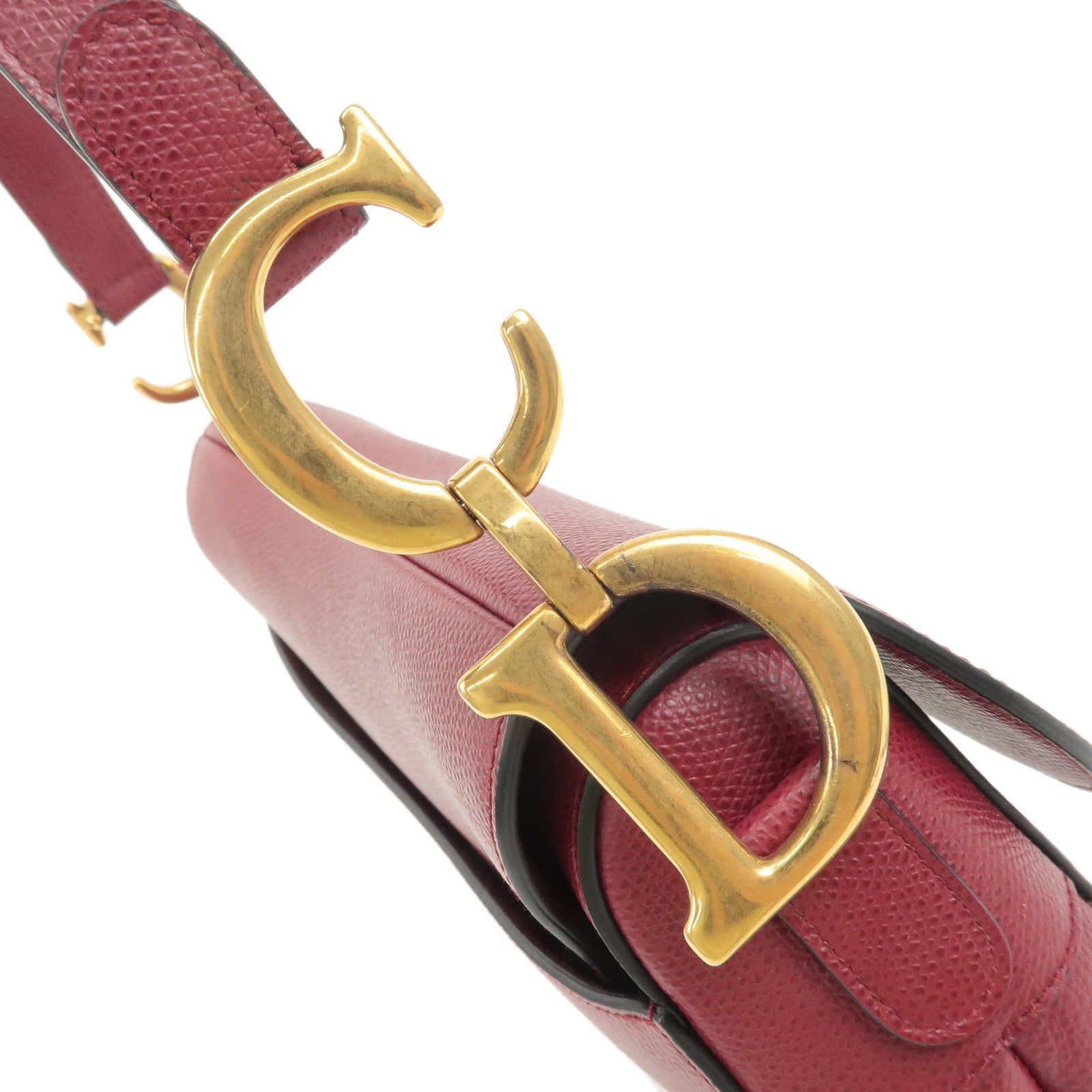 Christian Dior Leather Saddle Bag Hand Bag Red