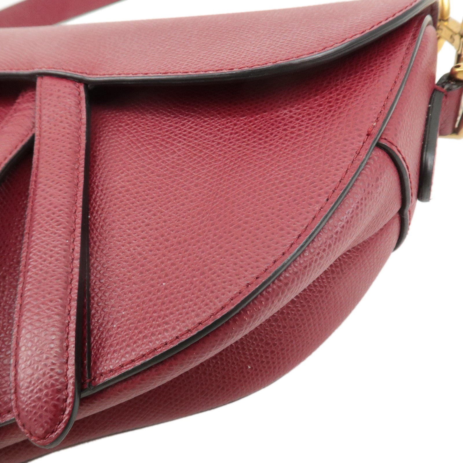 Christian Dior Leather Saddle Bag Hand Bag Red