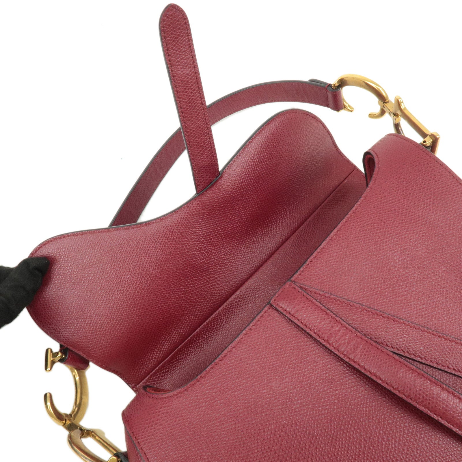 Christian Dior Leather Saddle Bag Hand Bag Red