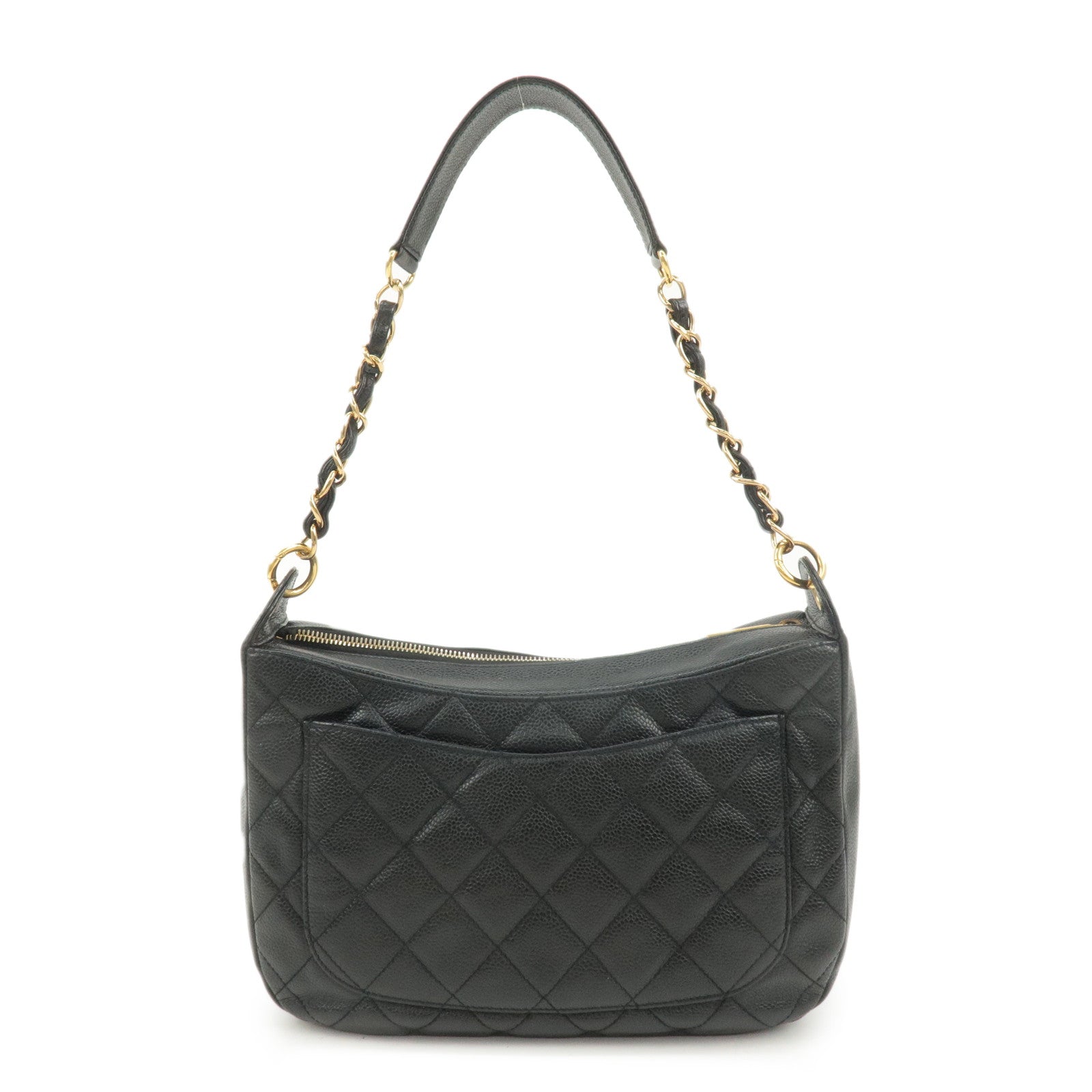 CHANEL Caviar Skin Chain Shoulder Bag Black A20993