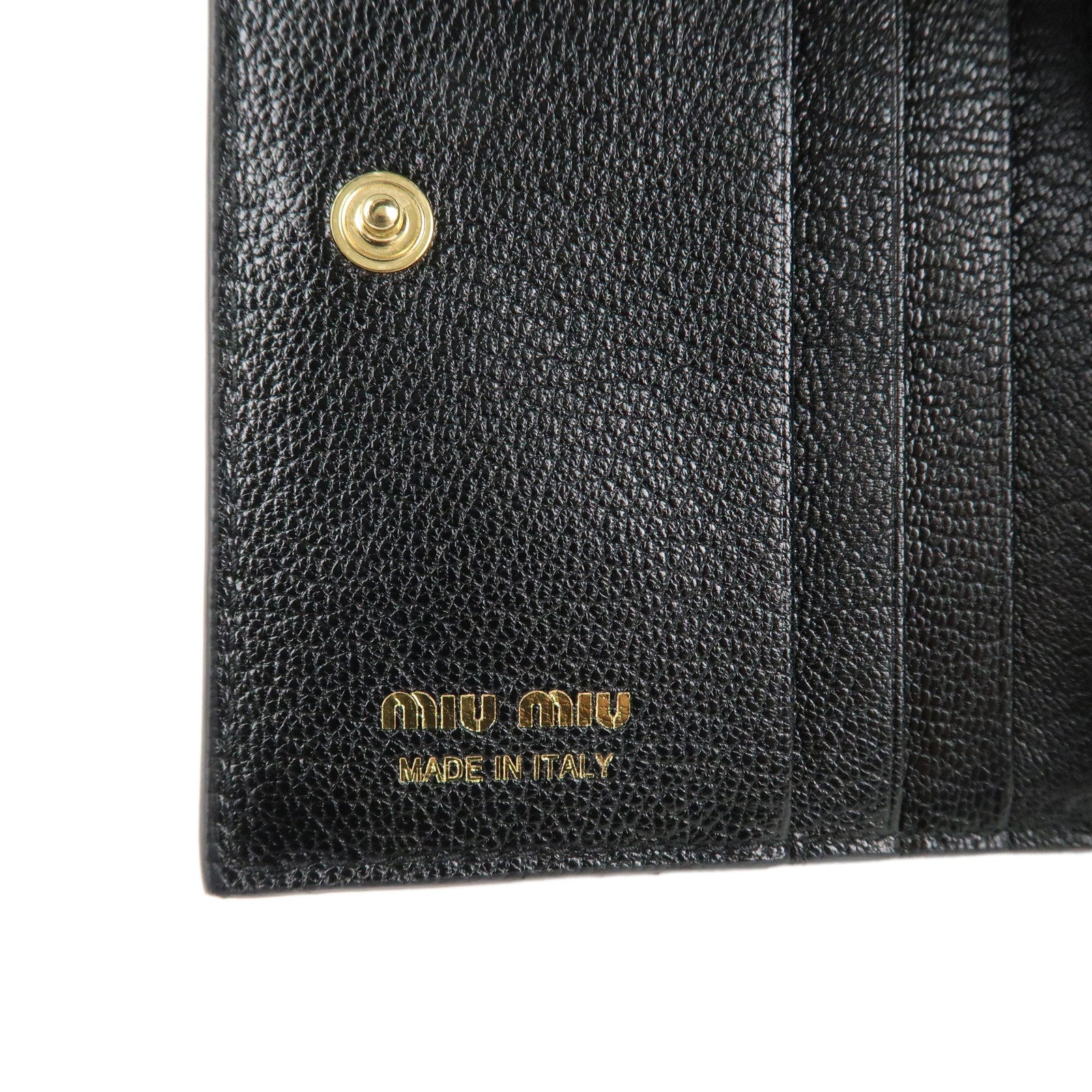 MIU MIU Canvas Leather Bijoux Bi-fold Wallet Brown Black 5MV204