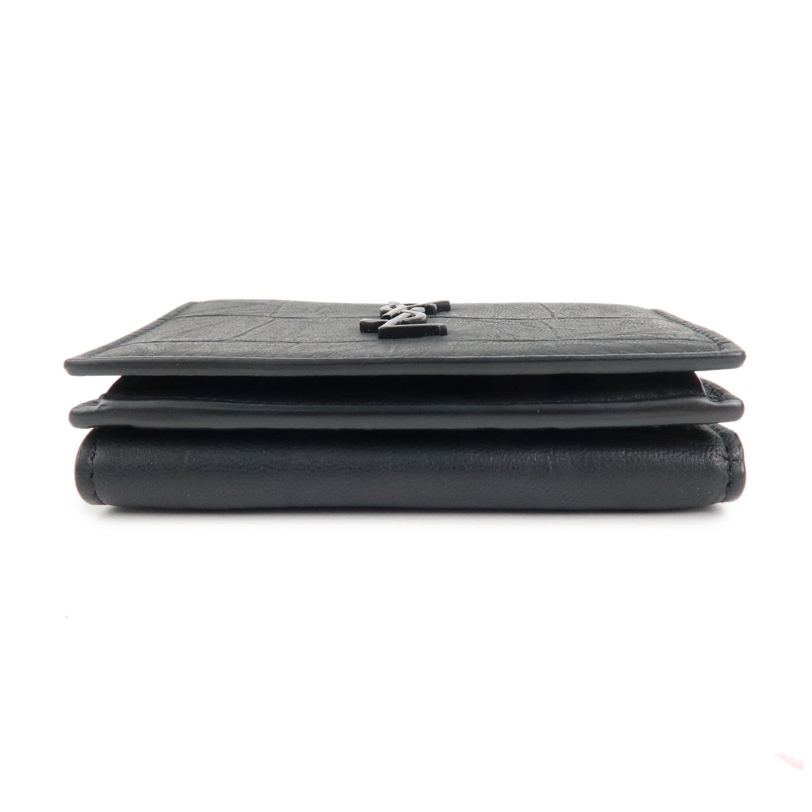 Saint Laurent Paris Leather Compact Wallet Black 529976