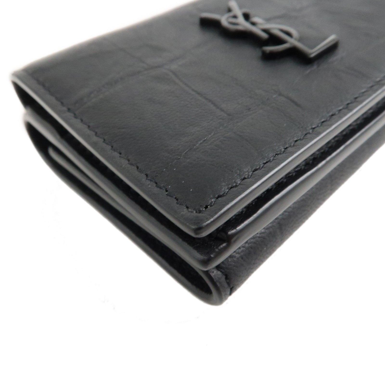 Saint Laurent Paris Leather Compact Wallet Black 529976