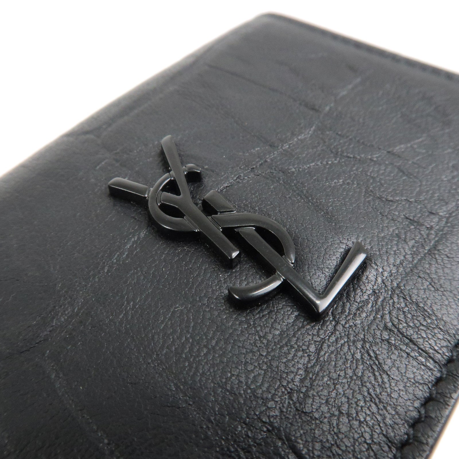 Saint Laurent Paris Leather Compact Wallet Black 529976