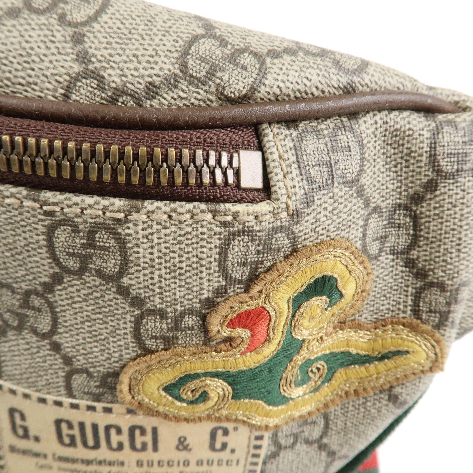 GUCCI Courrier GG Supreme Leather Waist Bag Beige Brown 529711