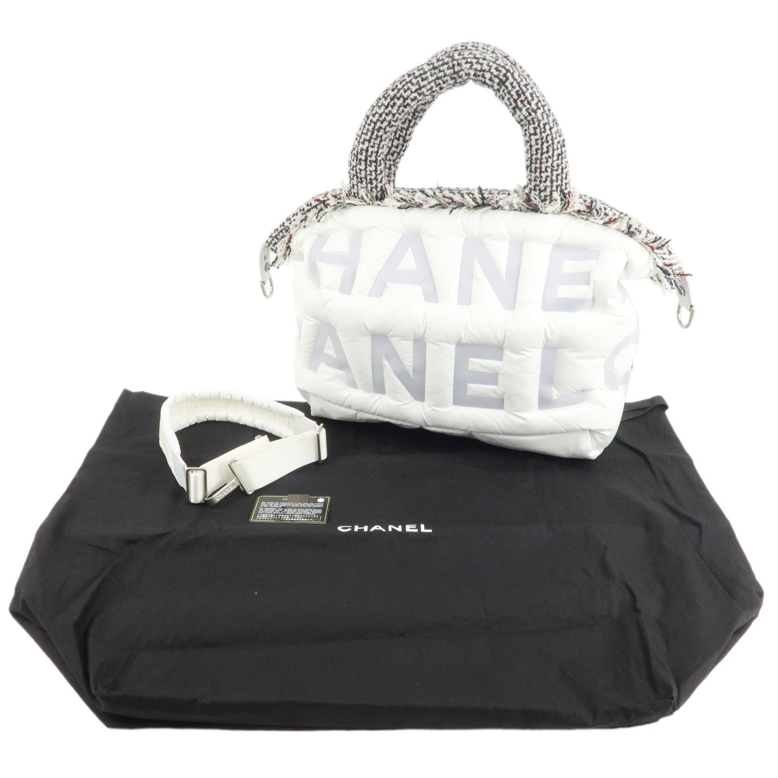 CHANEL Doudoune COCO Neige Nylon Tweed 2Way Bag White A91937