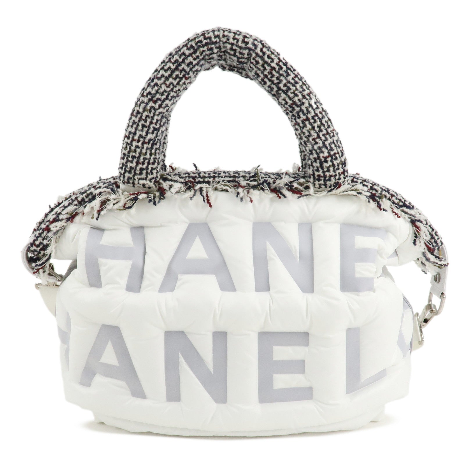 CHANEL Doudoune COCO Neige Nylon Tweed 2Way Bag White A91937