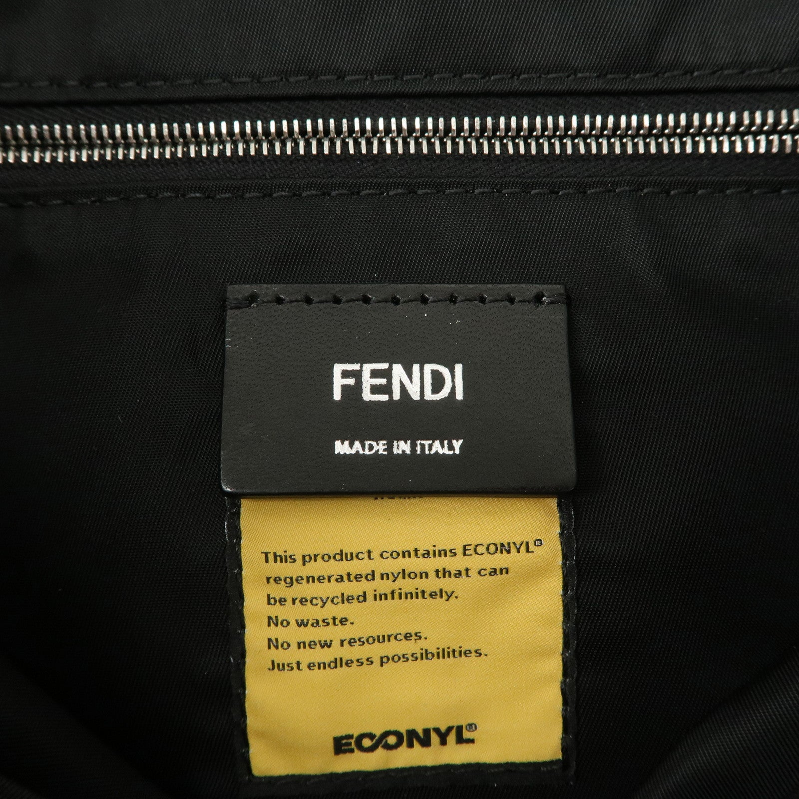 FENDI Nylon Leather Bucket Messenger Crossbody Bag Black 7VA537