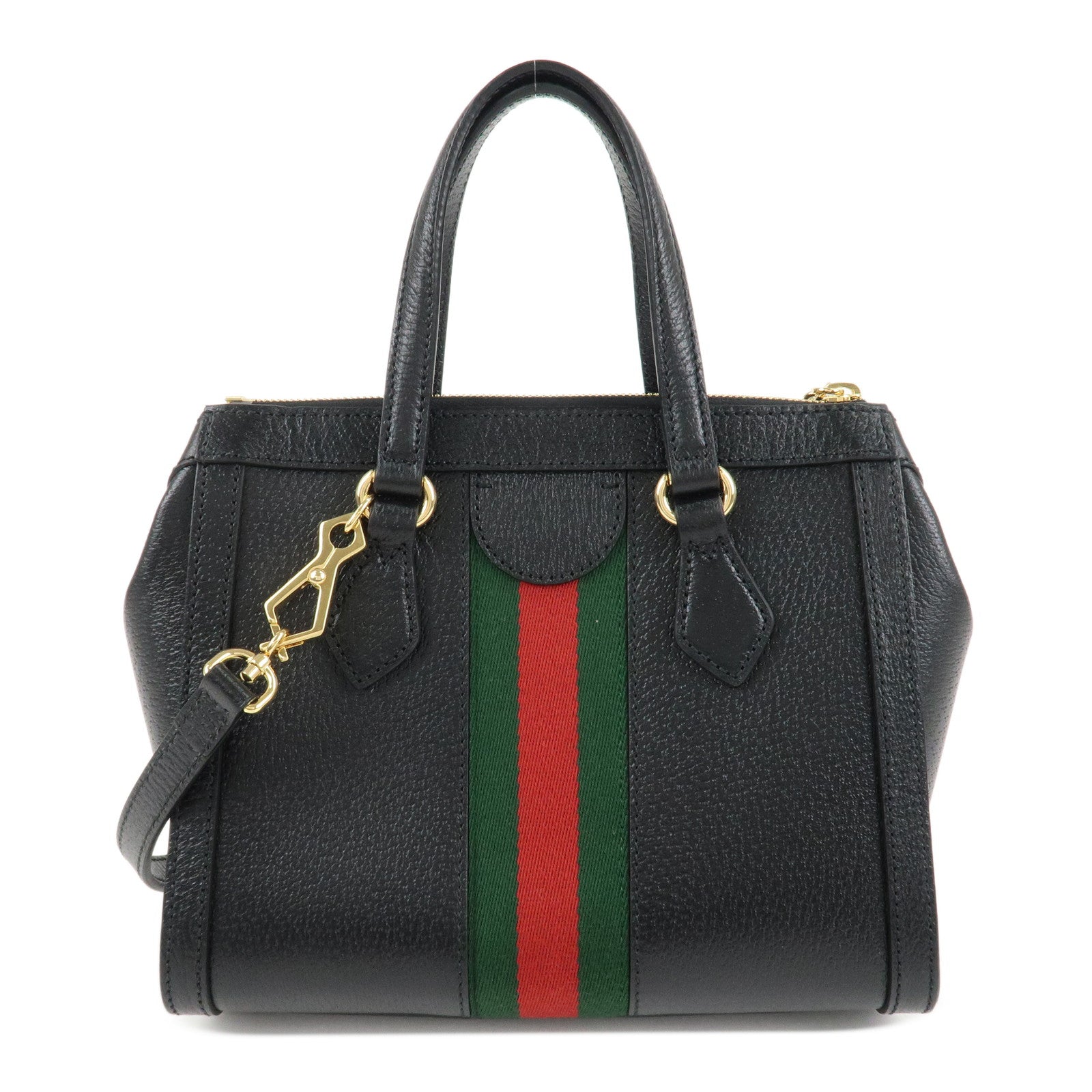 GUCCI Ophidia Sherry Leather 2Way Bag Hand Bag Black 719882