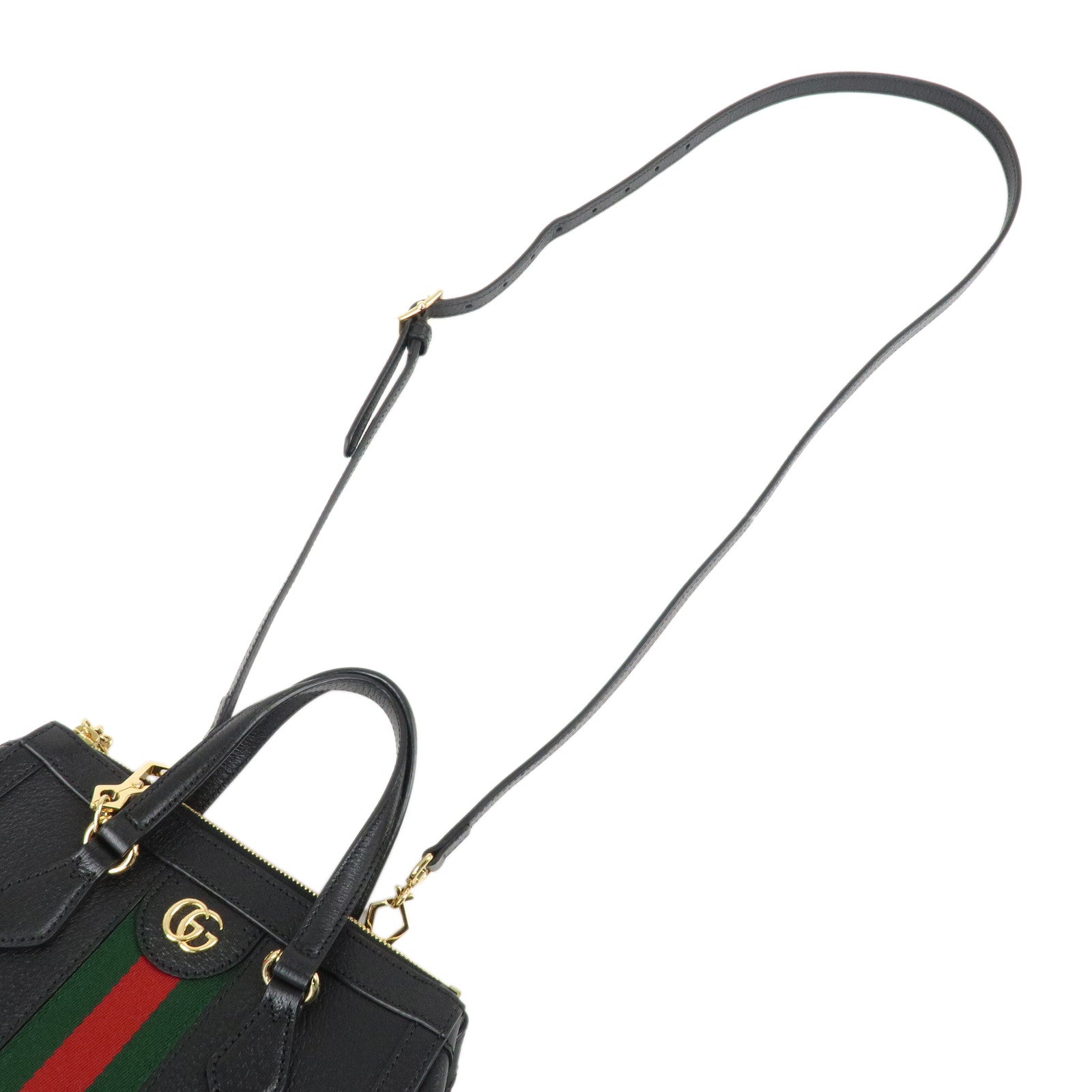 GUCCI Ophidia Sherry Leather 2Way Bag Hand Bag Black 719882