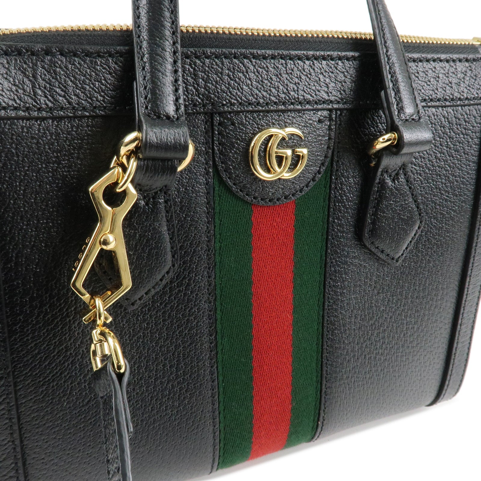 GUCCI Ophidia Sherry Leather 2Way Bag Hand Bag Black 719882