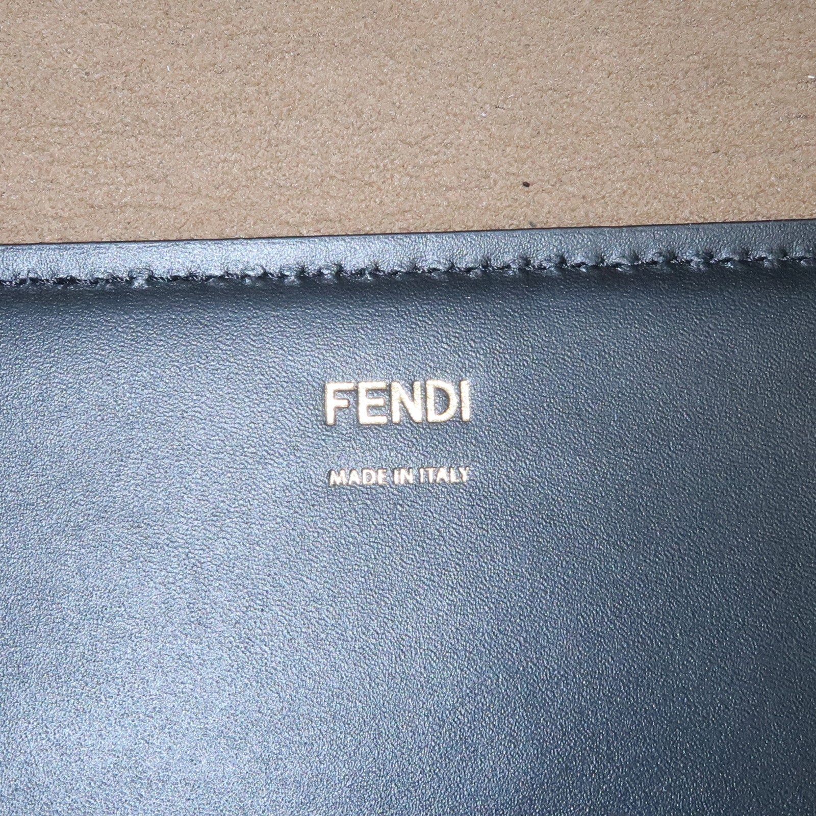 FENDI Zucca Large Leather Sunshine Tote Bag Black 8BH372 Used