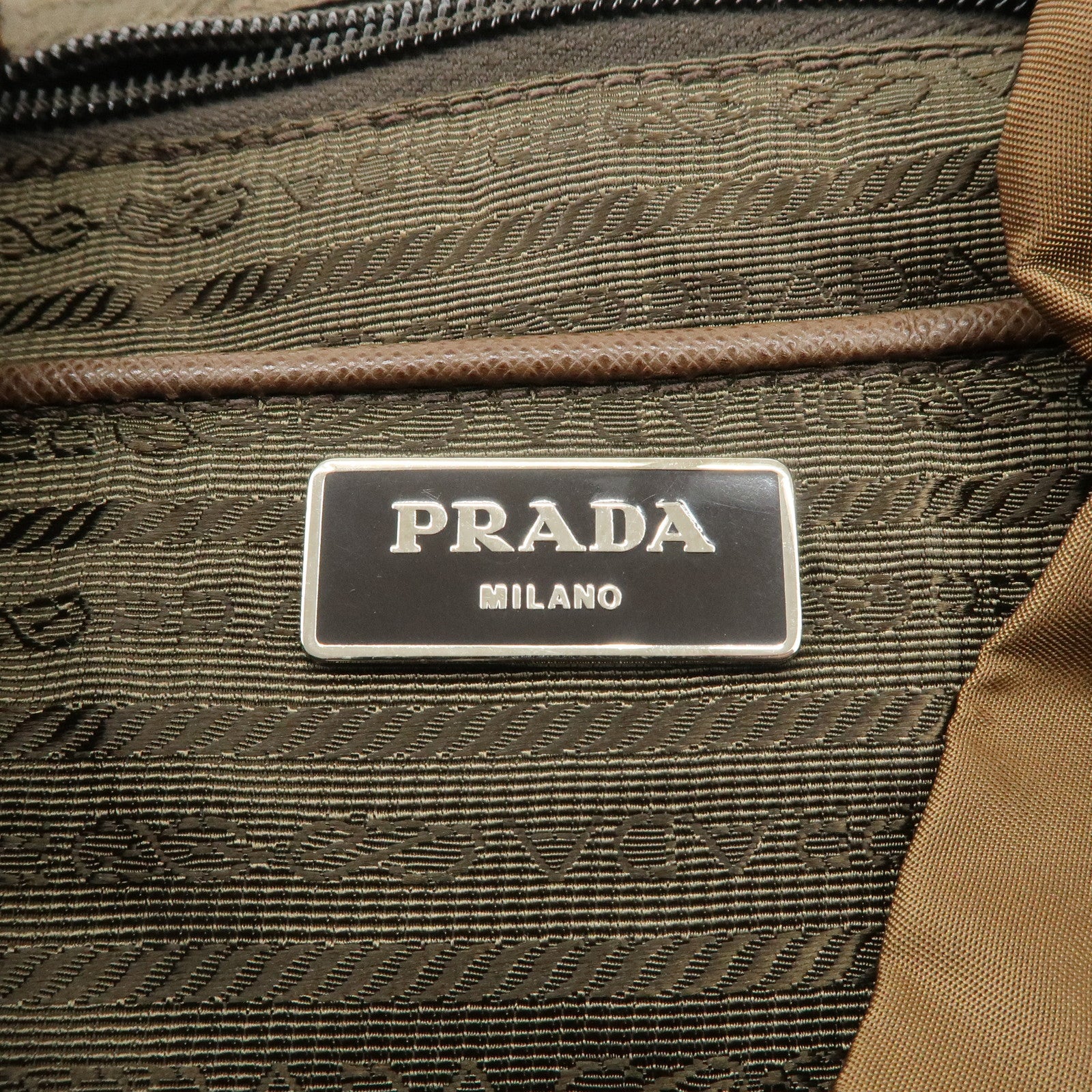 PRADA Triangle Logo Nylon Leather Backpack Rucksack Brown Used