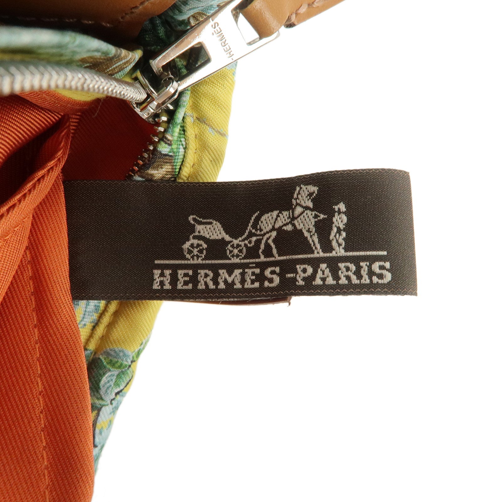 HERMES Silk Vache Hunter Balsoie Handbag Jaune Naples Used