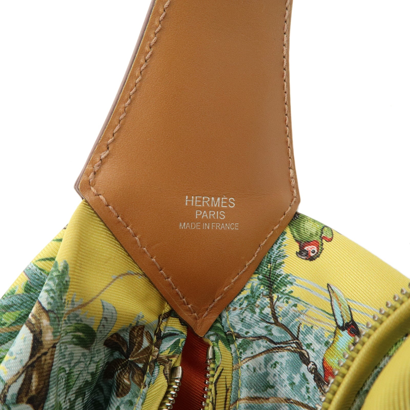 HERMES Silk Vache Hunter Balsoie Handbag Jaune Naples Used