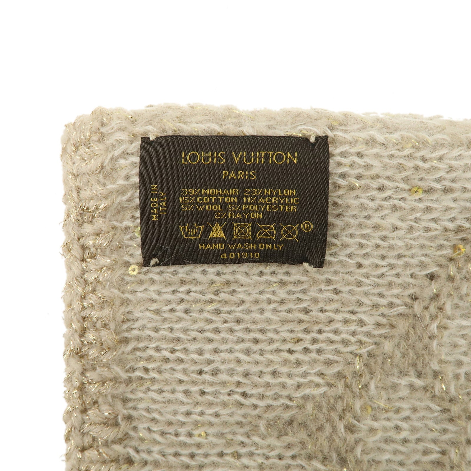 Louis Vuitton Monogram Escharpe Gulitter Scarf Beige 401910 Used