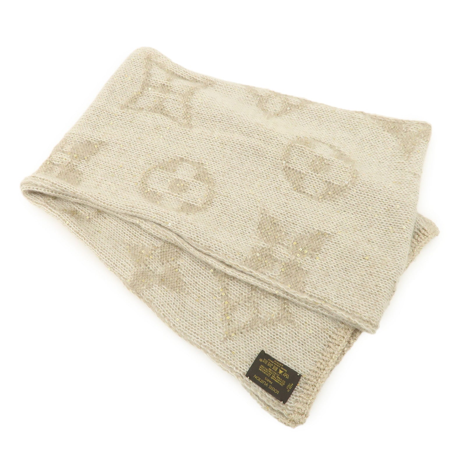 Louis Vuitton Monogram Escharpe Gulitter Scarf Beige 401910 Used