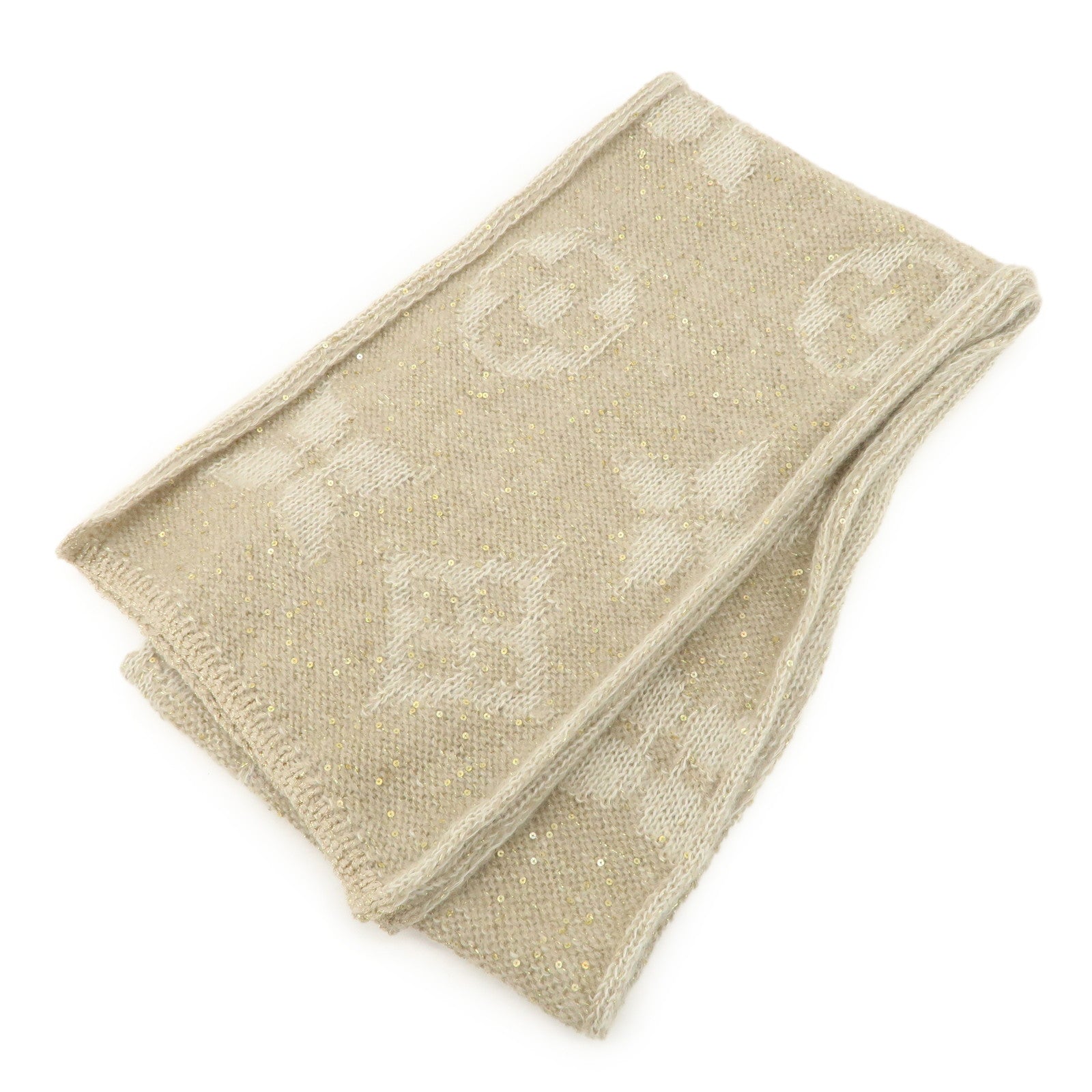 Louis Vuitton Monogram Escharpe Gulitter Scarf Beige 401910 Used