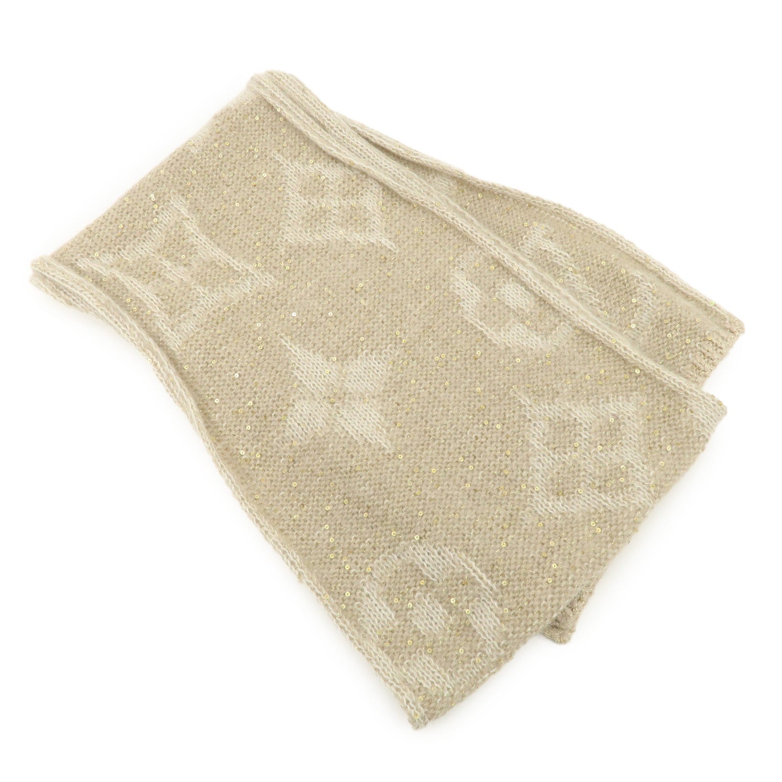 Louis Vuitton Monogram Escharpe Gulitter Scarf Beige 401910 Used