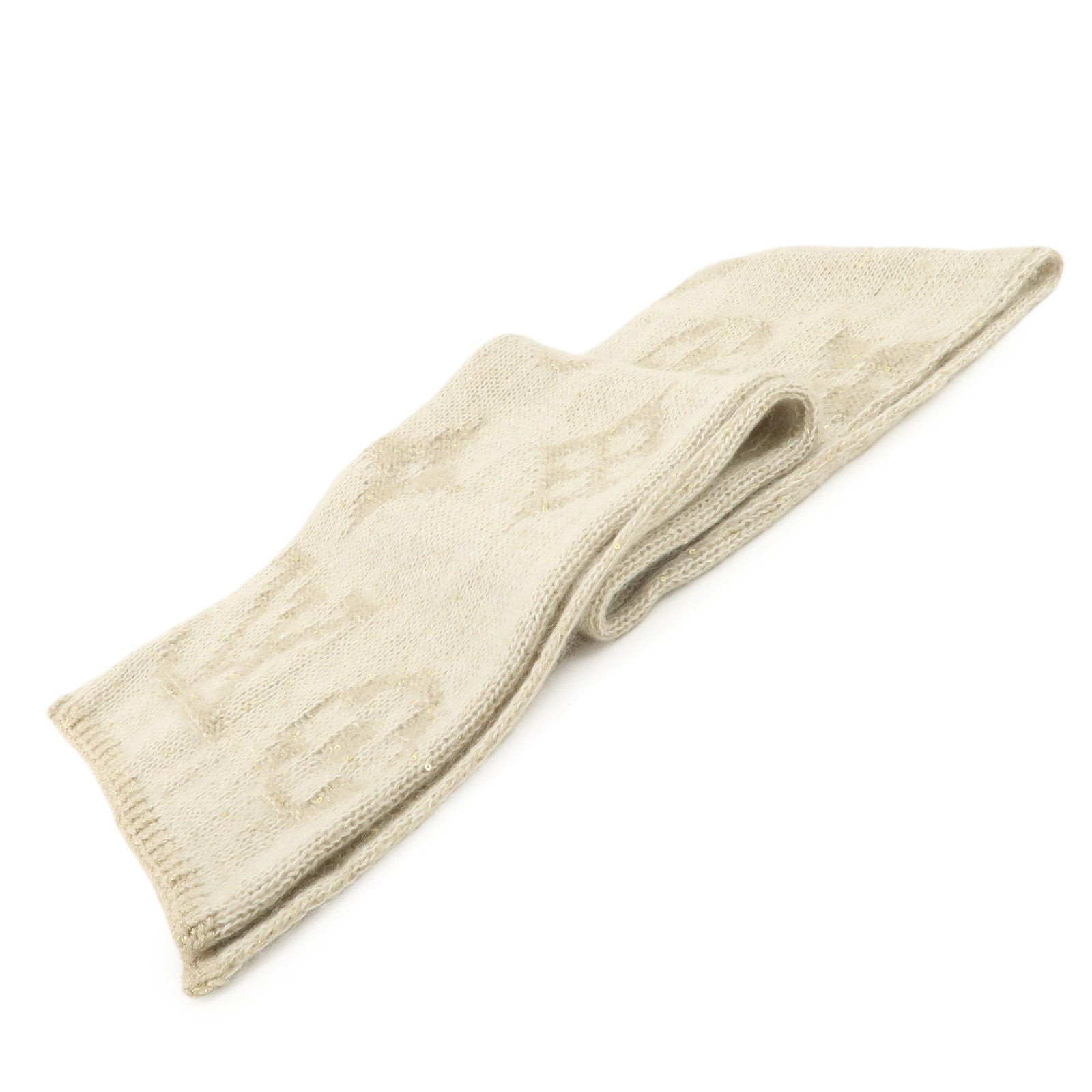 Louis Vuitton Monogram Escharpe Gulitter Scarf Beige 401910 Used