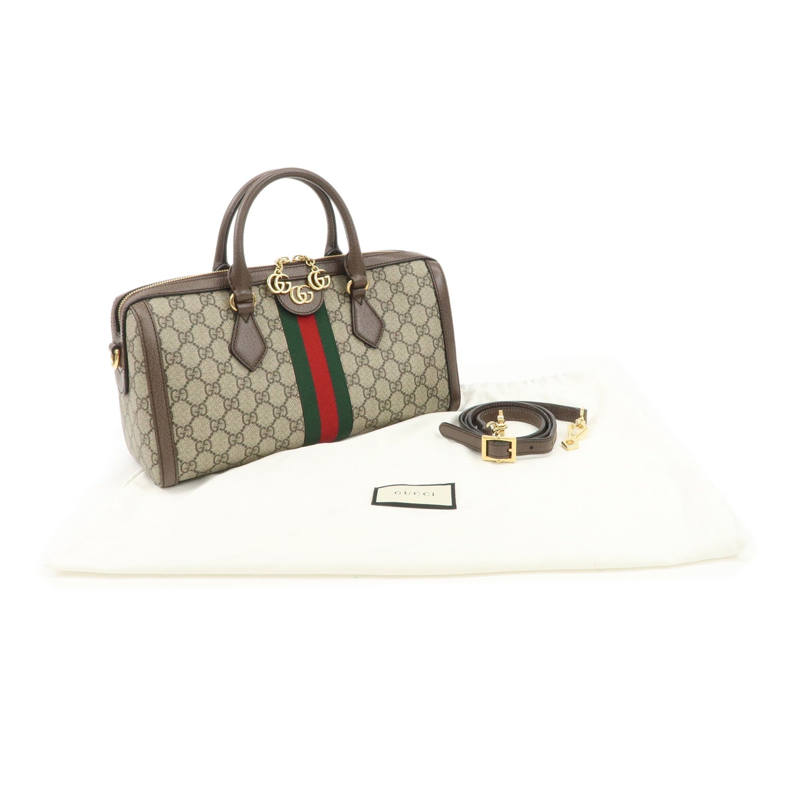 GUCCI Ophidia Sherry GG Supreme Leather 2Way Bag Hand Bag 524532 Used