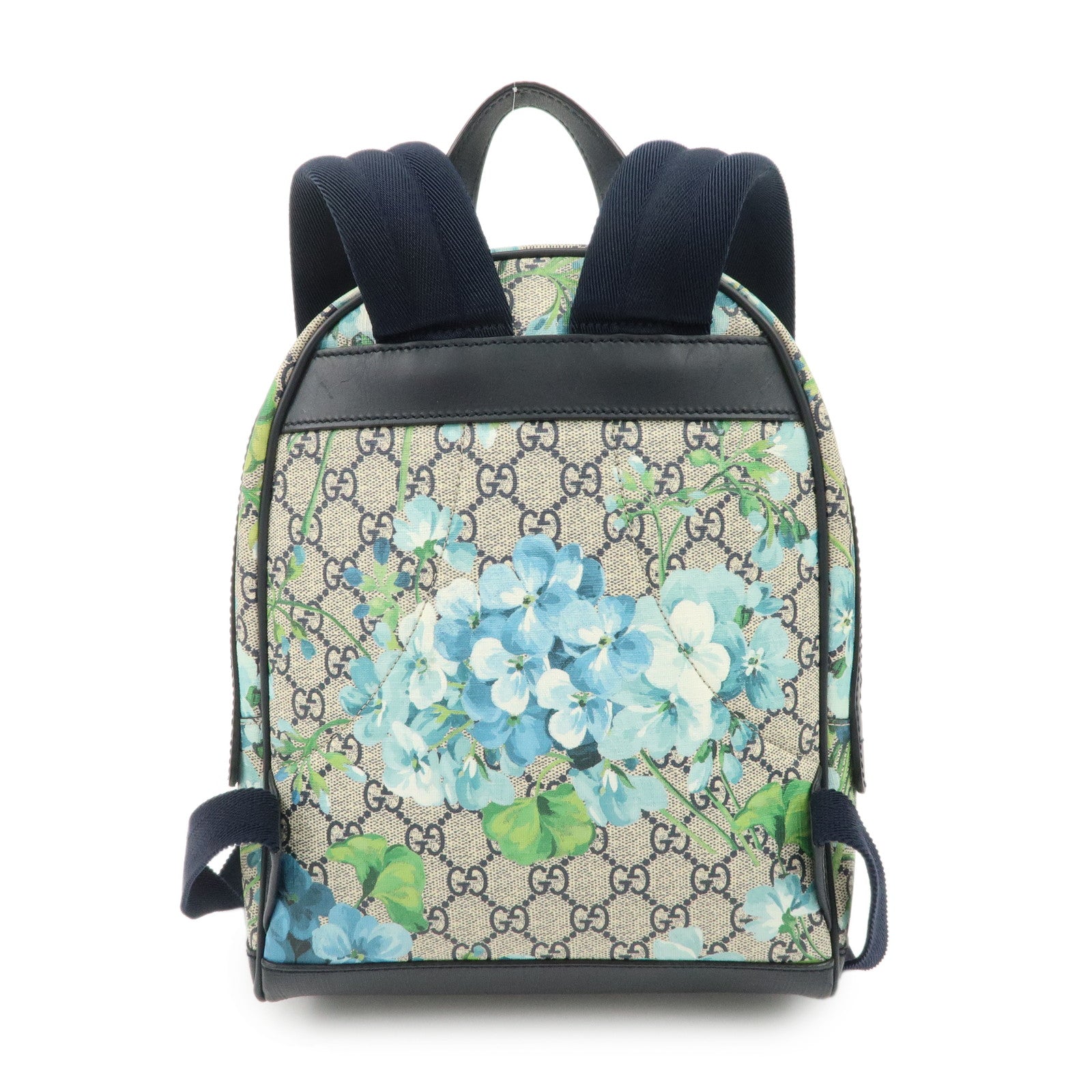 GUCCI GG Blooms GG Supreme Leather Backpack Beige Blue Navy 546327 Used