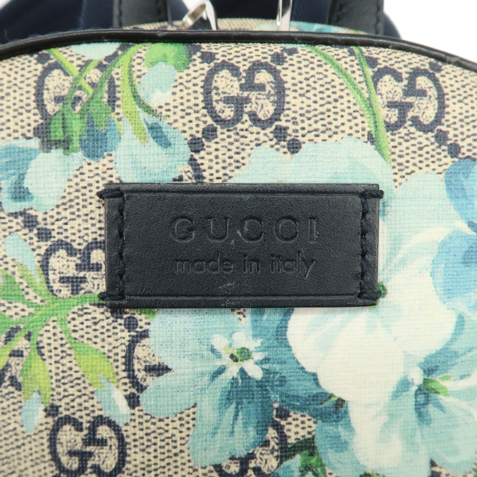 GUCCI GG Blooms GG Supreme Leather Backpack Beige Blue Navy 546327