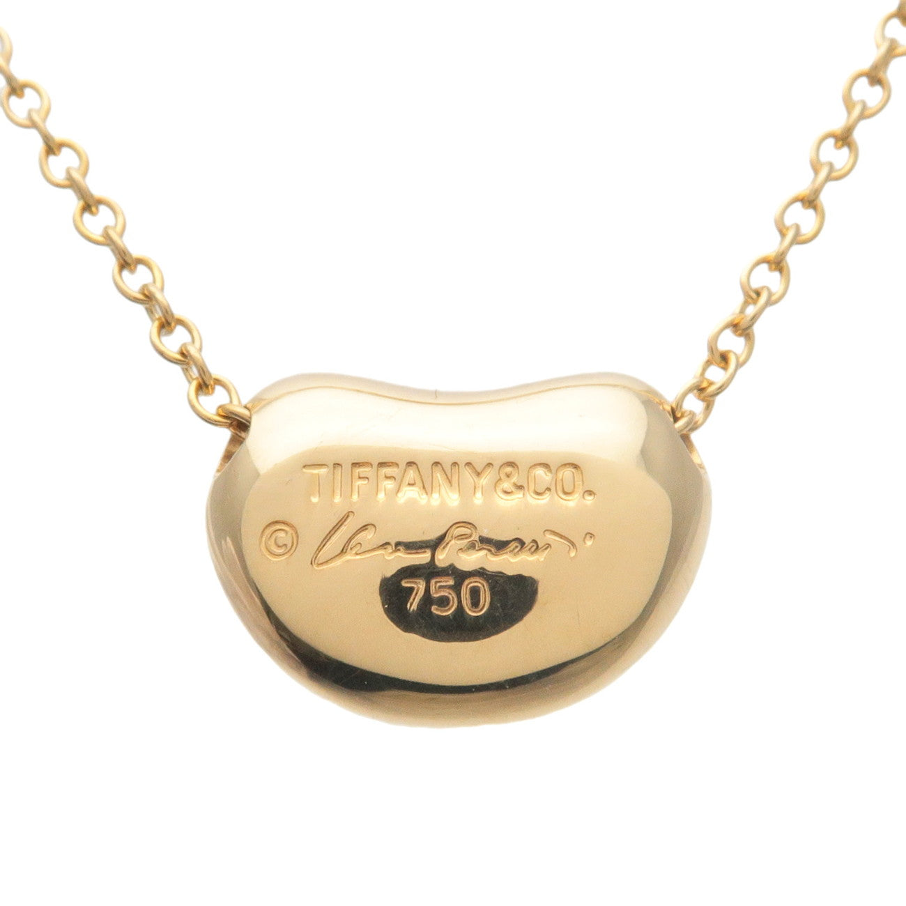 Tiffany&Co. Bean Necklace Small K18YG 750YG Yellow Gold