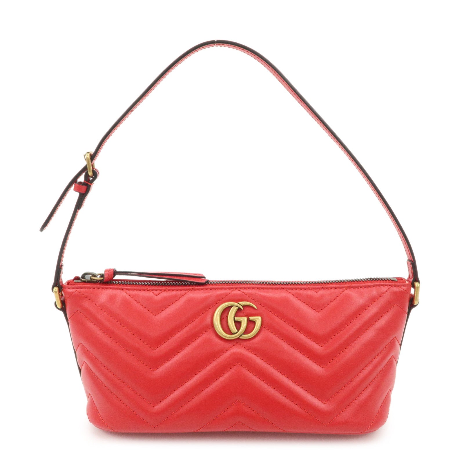 GUCCI-GG-Marmont-Leather-Shoulder-Bag-Hand-Bag-Red-739166