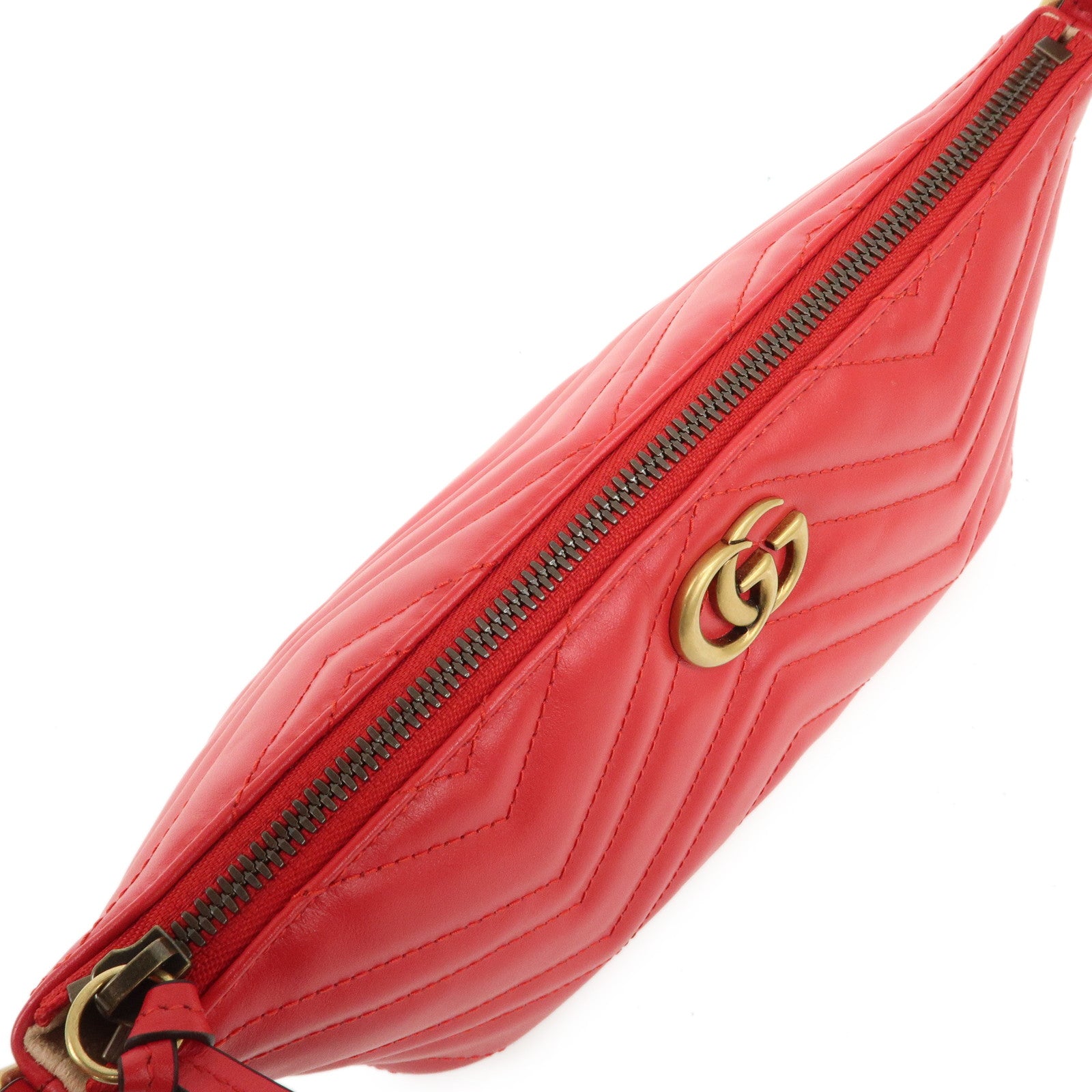 GUCCI GG Marmont Leather Shoulder Bag Hand Bag Red 739166