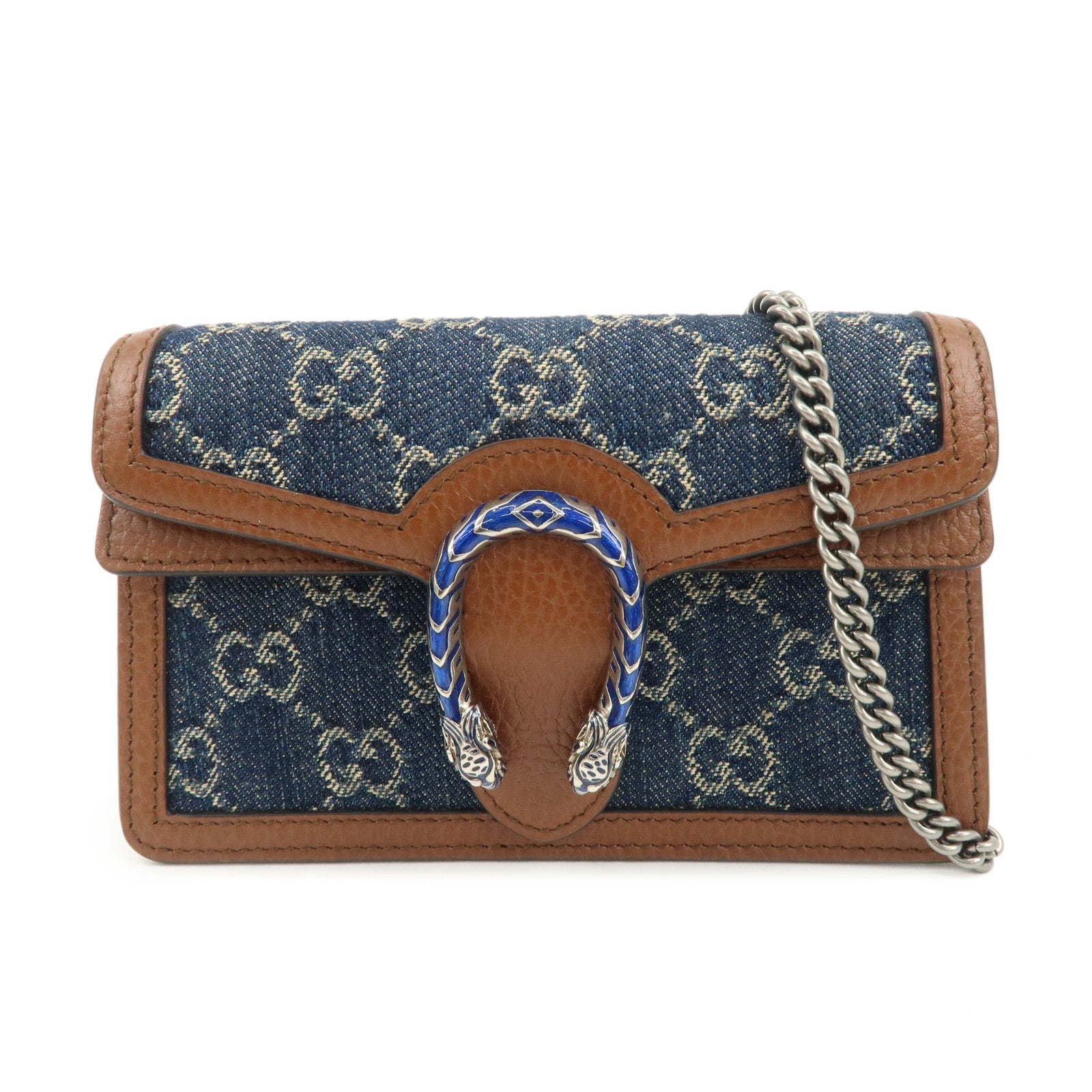 GUCCI-Duonissos-GG-Denim-Leather-Super-Mini-Shoulder-Bag-476432-Used