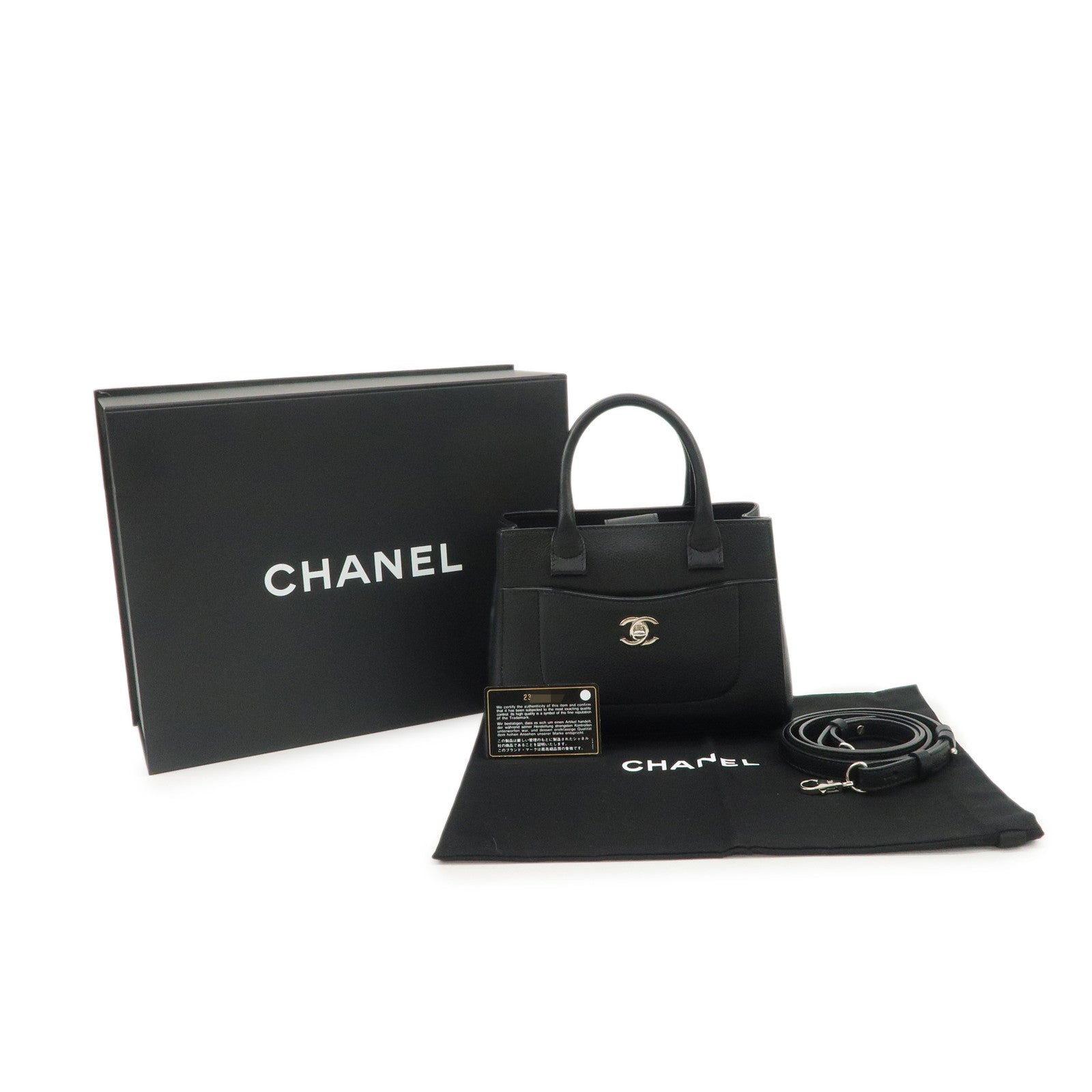 CHANEL Caviar Skin Neo Executive 2Way Hand Bag Black A69929 Used