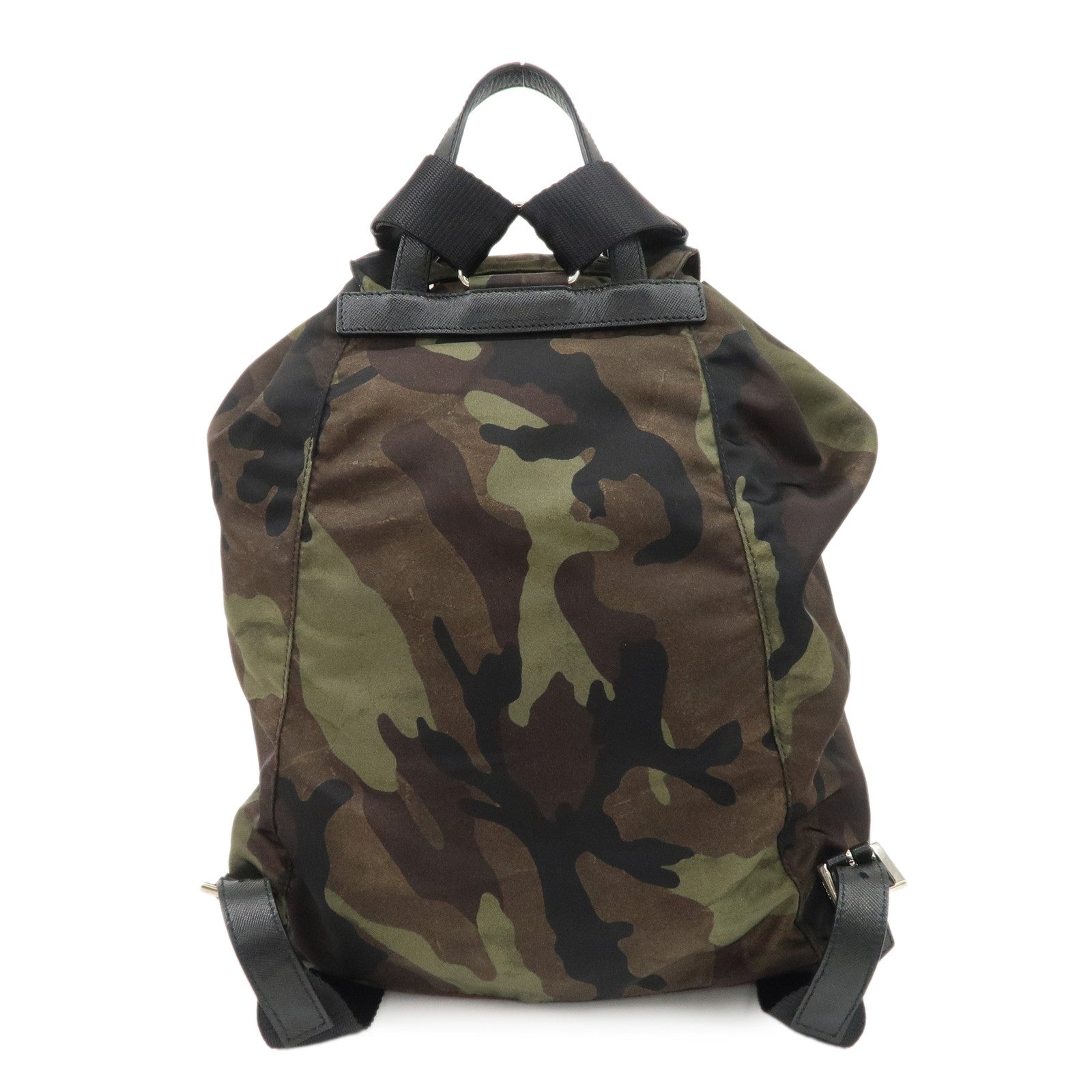 PRADA Logo Nylon Leather Camouflage Back Pack Ruck Sack BZ0032