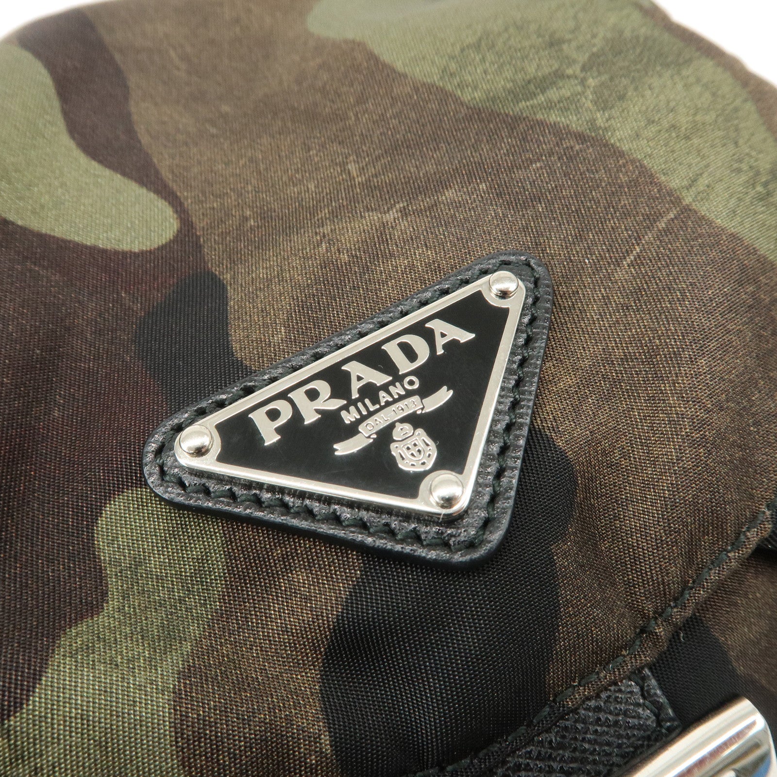 PRADA Logo Nylon Leather Camouflage Back Pack Ruck Sack BZ0032