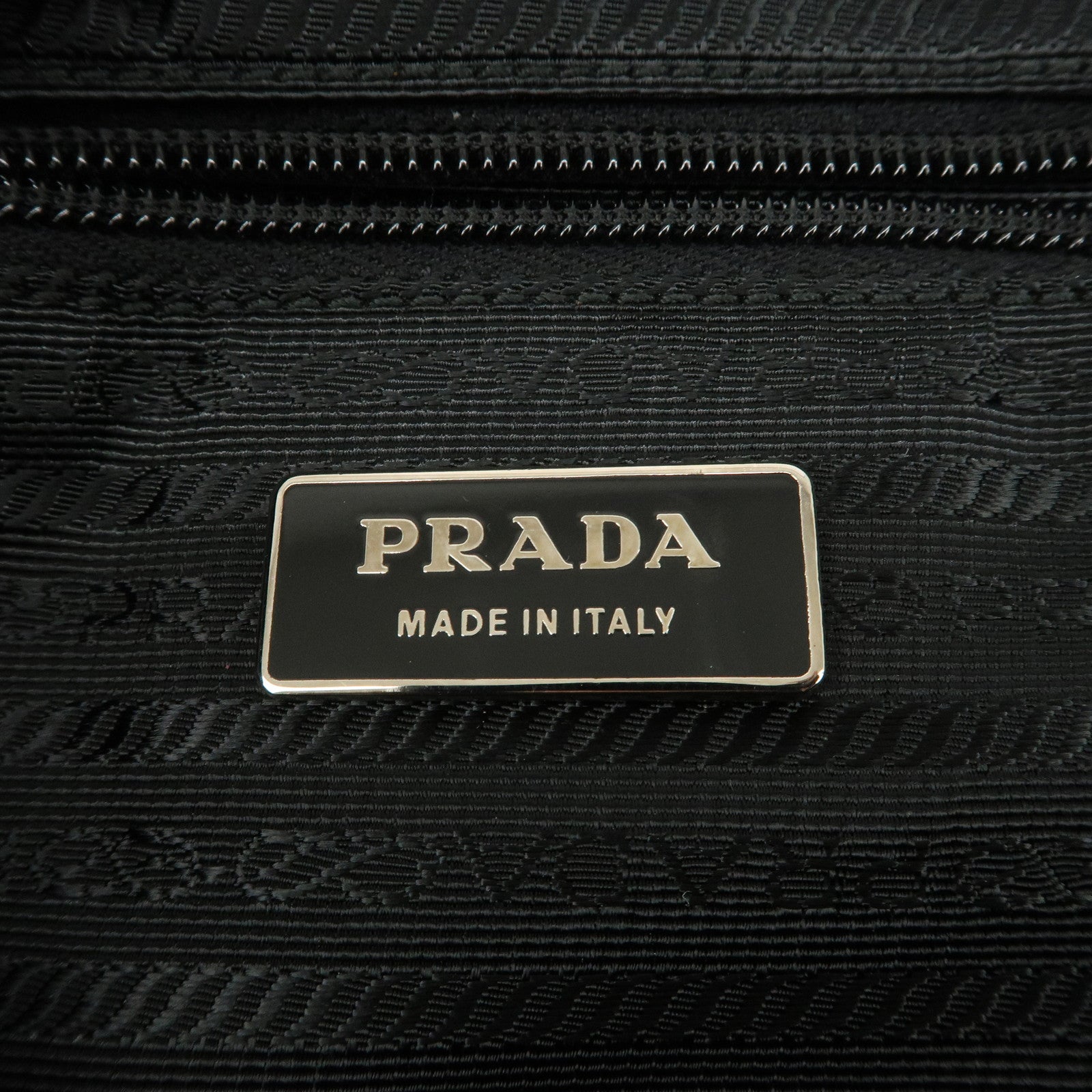 PRADA Triangle Logo Nylon Saffiano Leather Shoulder Bag Black