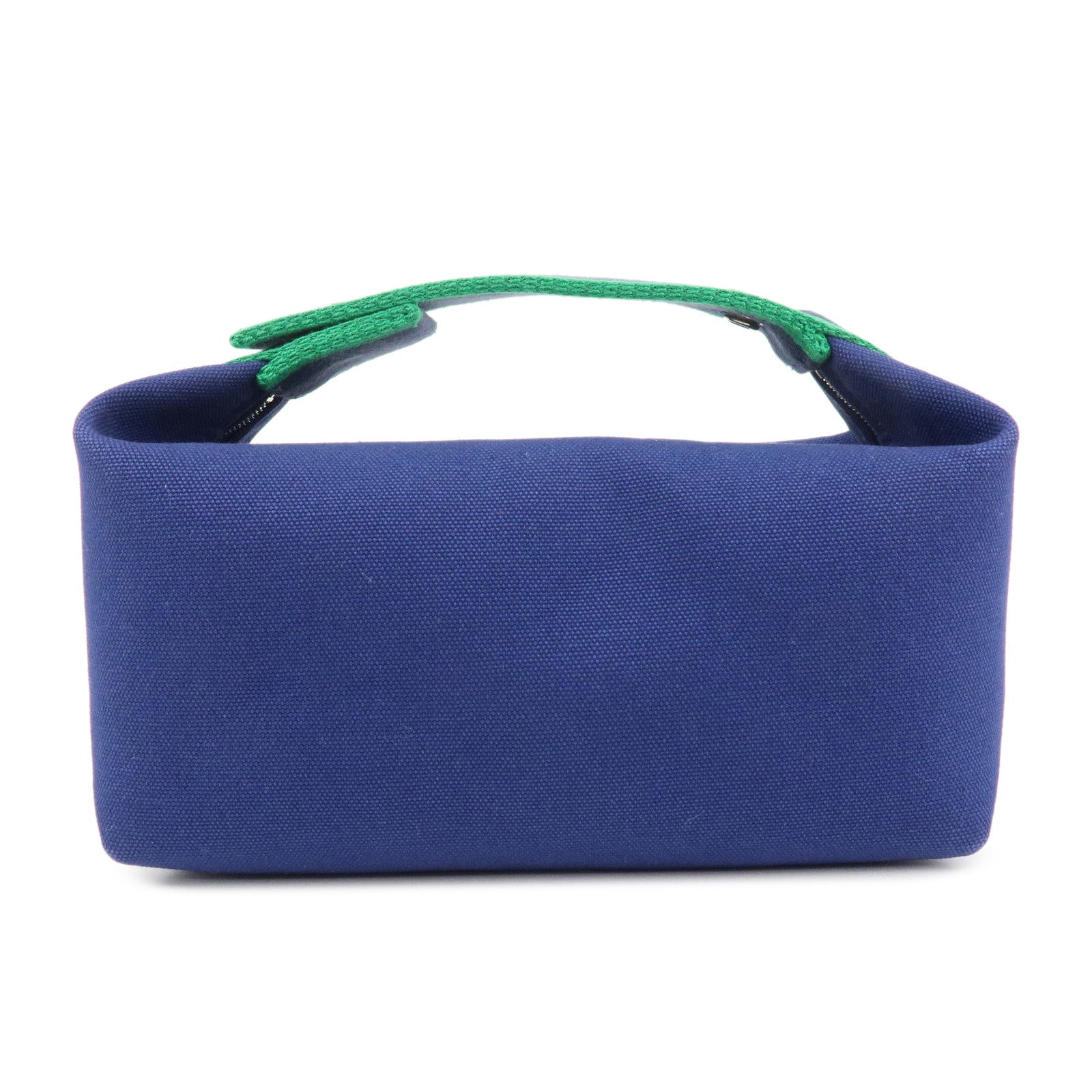 HERMES Canvas Bride a Brac PM Hand Bag Hand Pouch Blue Green