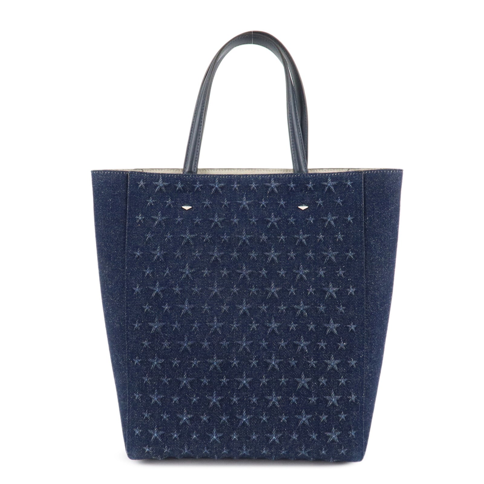 JIMMY CHOO Denim Leather Lenny North South 2Way Tote Bag Indigo