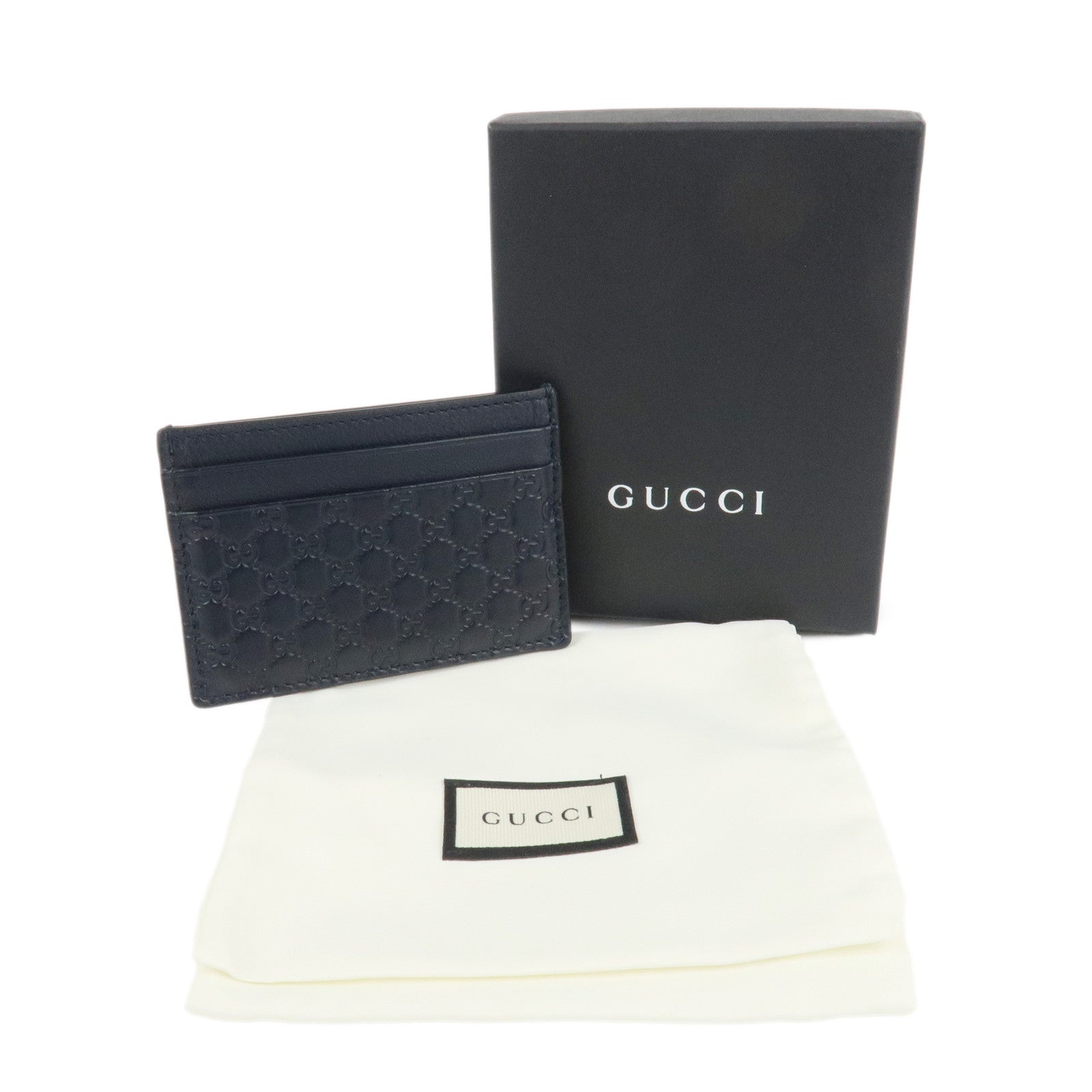 GUCCI Gucci Micro Guccissima Leather Card Case Navy 262837 Used