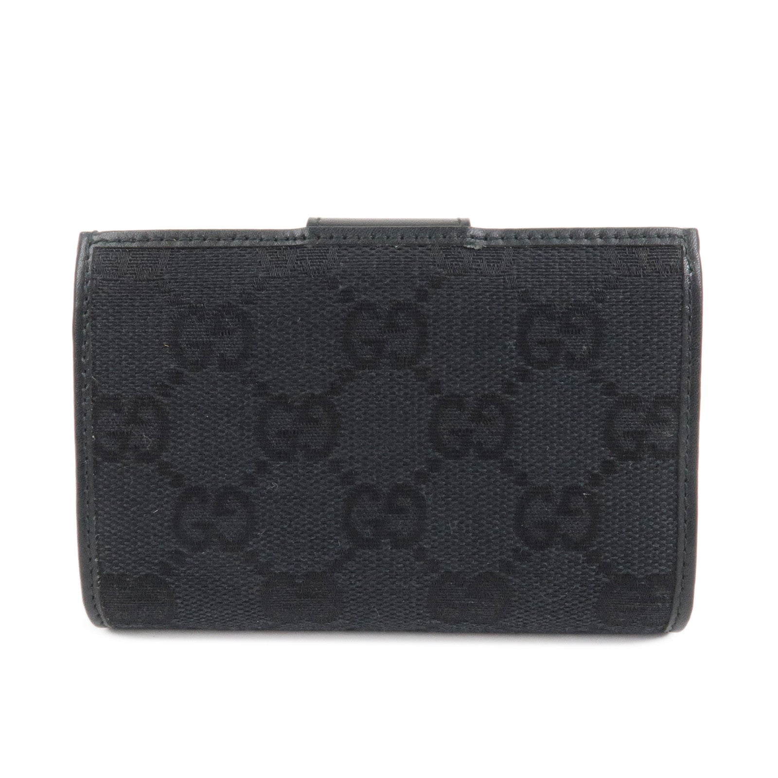 GUCCI Gucci GG Canvas Leather Bi-Fold Card Case Black 92273 Used