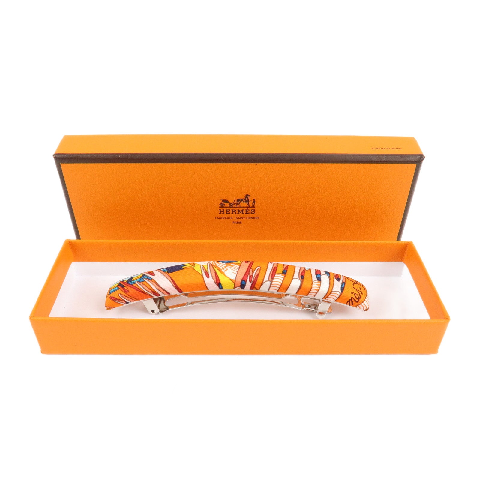 HERMES Eclipse GM Silk Metal Valletta Orange Multicolor Used