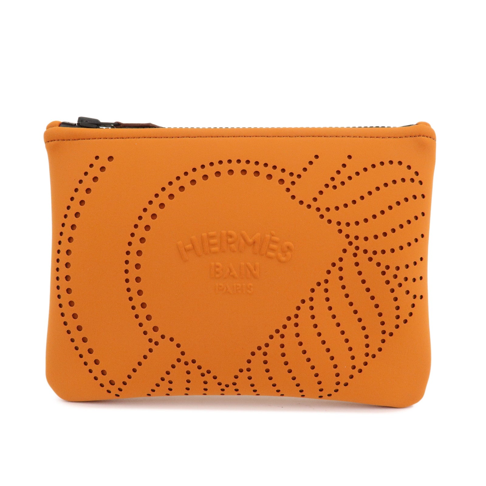 HERMES-Neoprene-Leather-Neobain-PM-Pouch-Cosmetic-Pouch-Orange