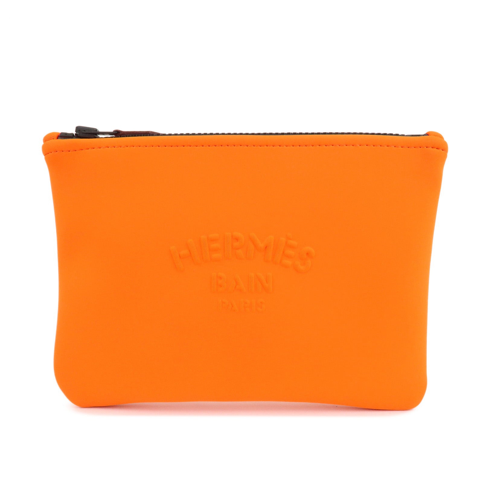 HERMES Neoprene Leather Neobain PM Pouch Cosmetic Pouch Orange Used