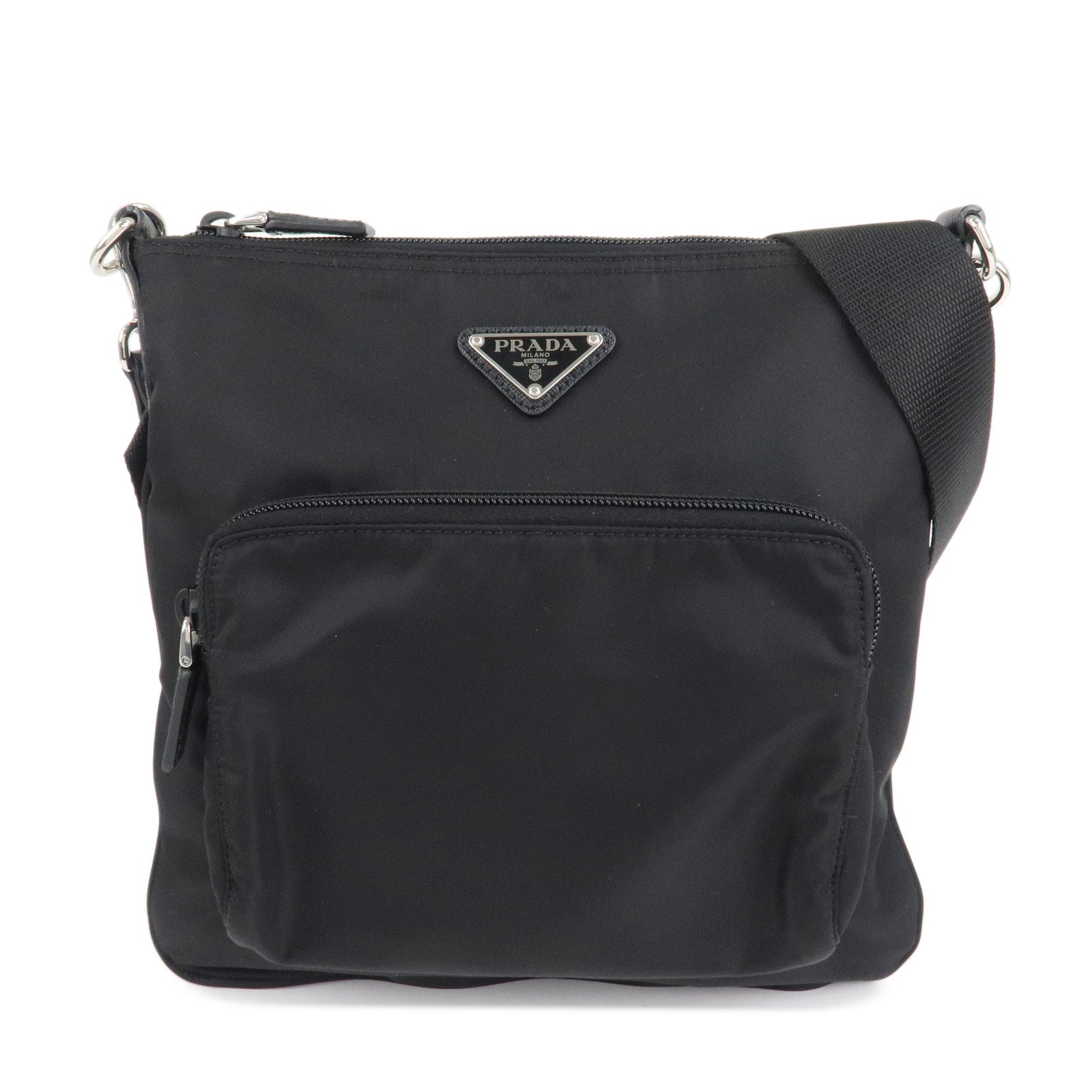 PRADA-Triangle-Logo-Nylon-Leather-Shoulder-Bag-Crossbody-Bag-Black-1BH716