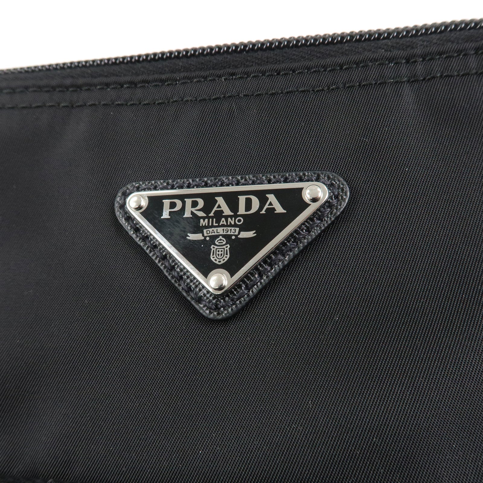 PRADA Triangle Logo Nylon Leather Shoulder Bag Crossbody Bag Black 1BH716 Used